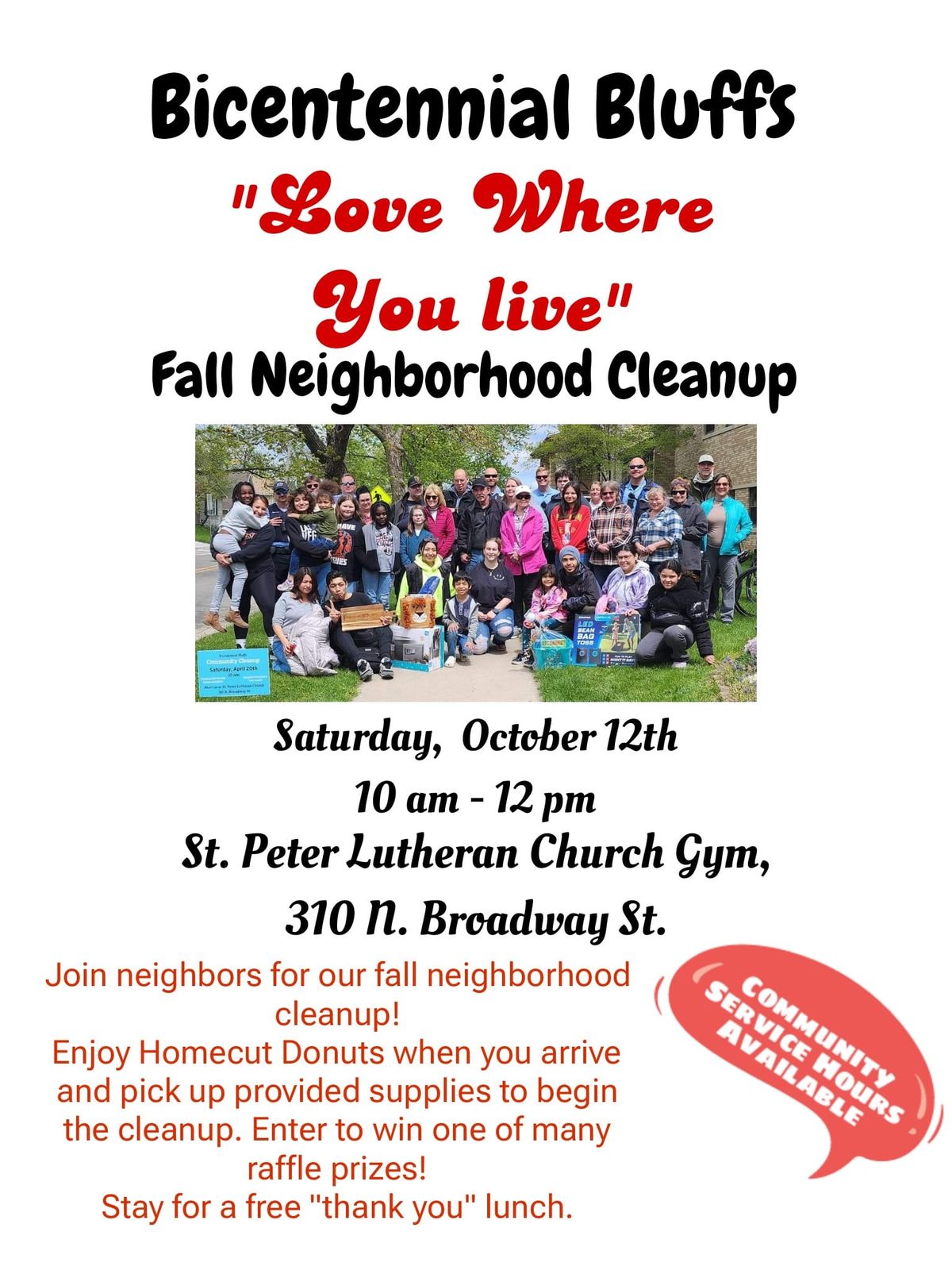 Bicentennial Bluffs "Love Where You Live" Fall Neighborhood Cleanup 