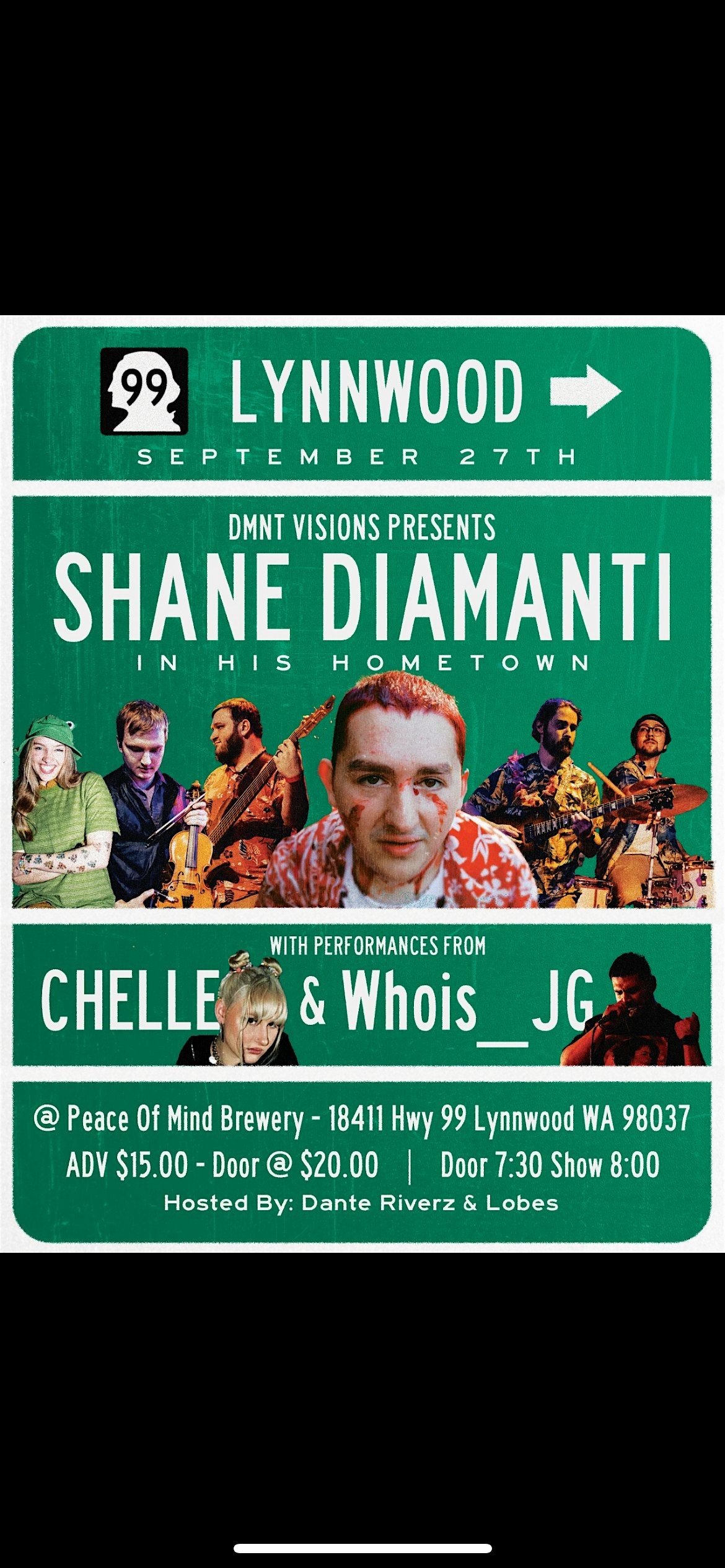 DMNT Visions Presents: Shane Diamanti Sept 27th @ Peace Of Mind Brewery