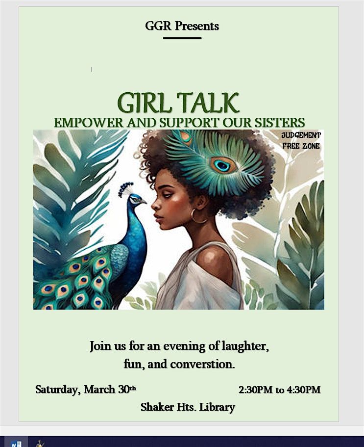 GIRL TALK: EMPOWERING OUR WOMEN-AGES: 18-35 ONLY