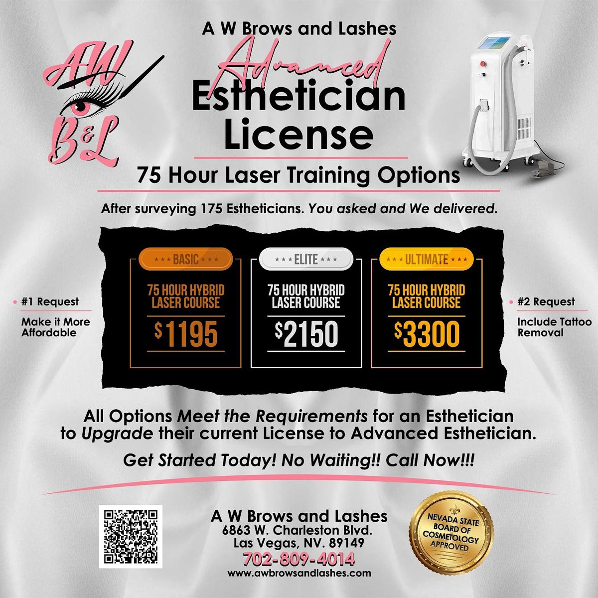 Basic 75 Hour Laser Training Course Las Vegas December 26 2022, A.W