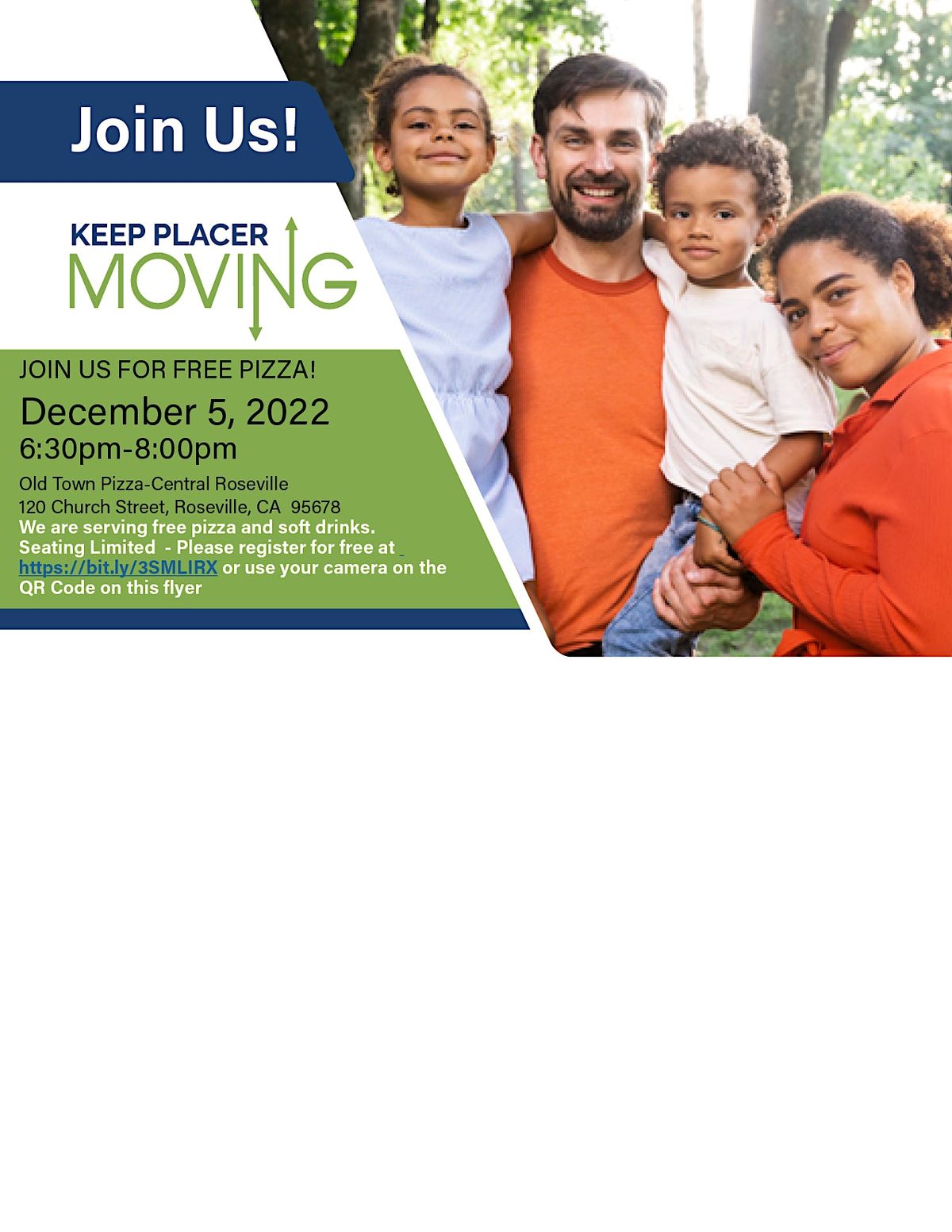 Keep Placer Moving-Free Pizza Night-Central Roseville