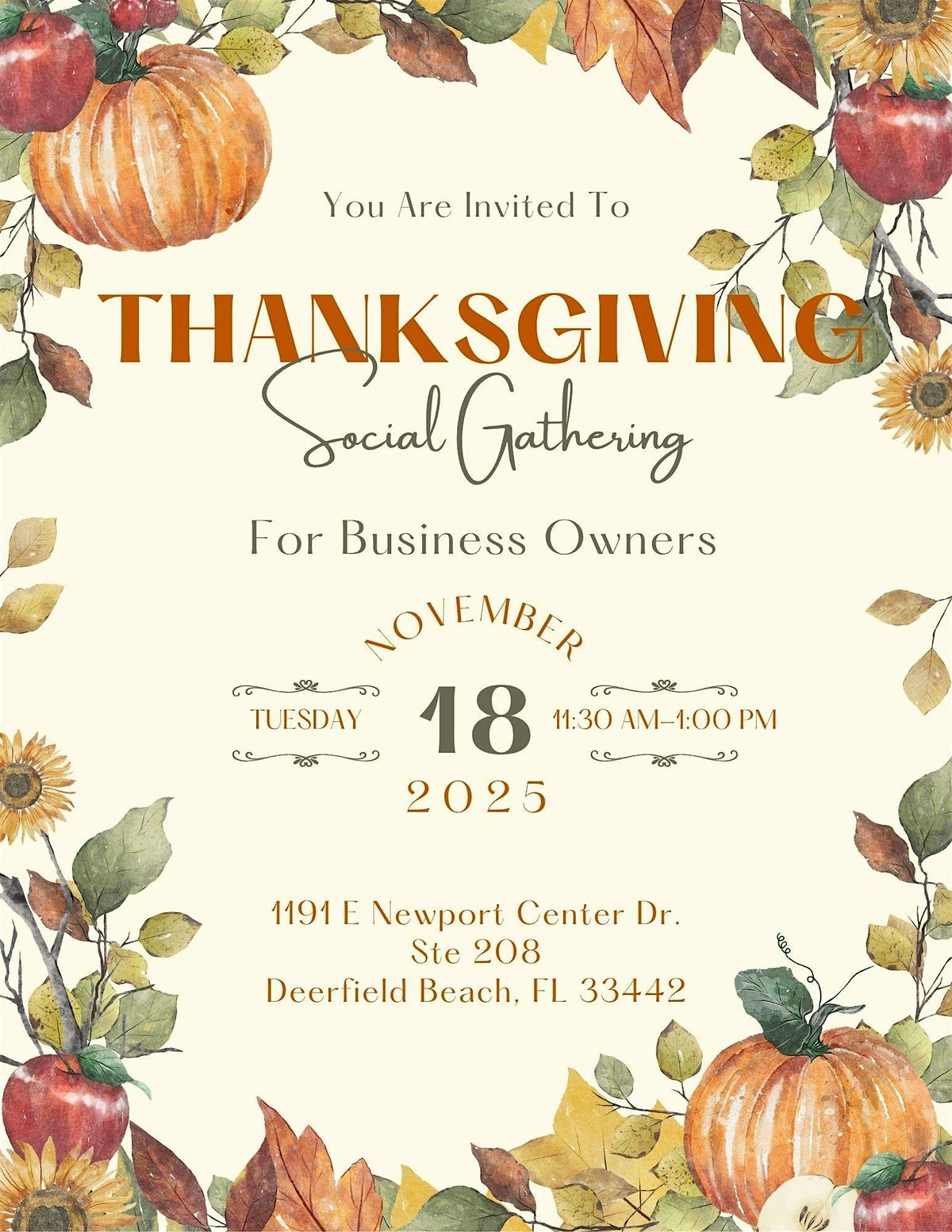 Thanksgiving Business Owner Social Gathering