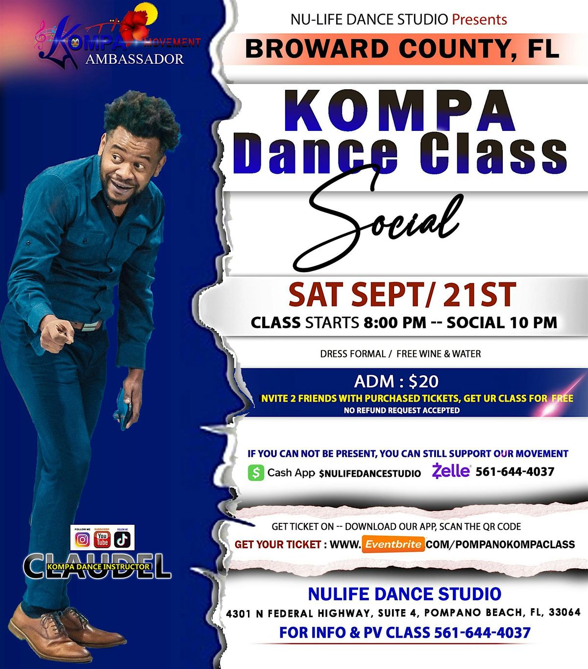 BROWARD: KOMPA DANCE CLASS IN BROWARD- HOLLYWOOD, FLORIDA, SAT \/ SEPT 21ST