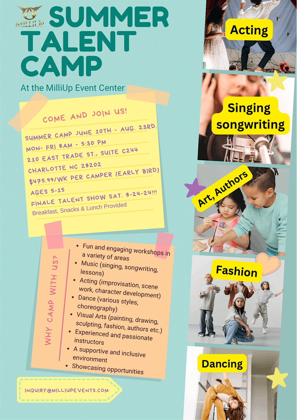 MilliUp Summer Talent Camp June 8 - Aug 23