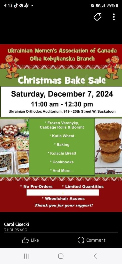 Ukrainian Christmas Bake Sale