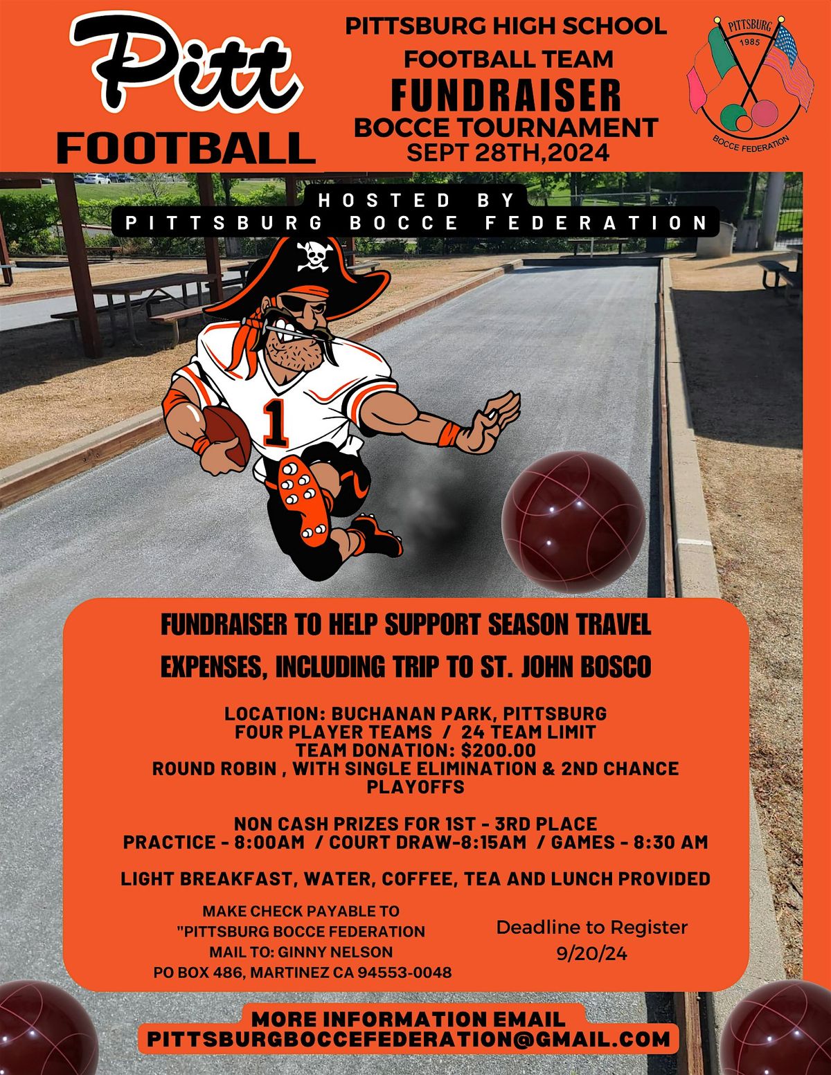 PITTSBURG FOOTBALL BOCCE TOURNAMENT