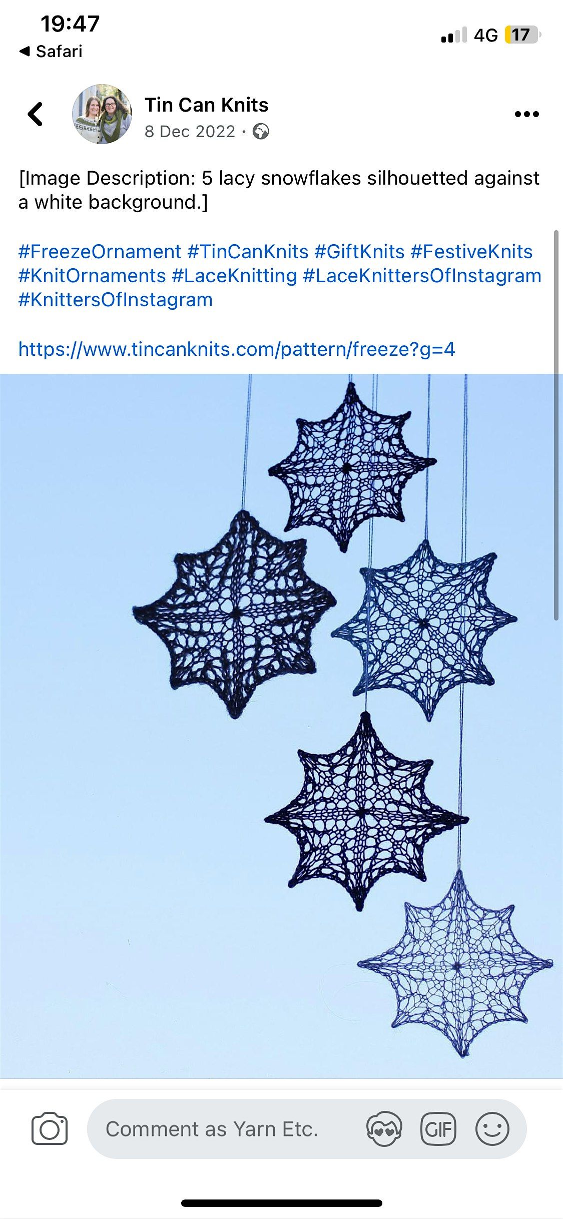 Fairy light Knitted Snowflake Garland !