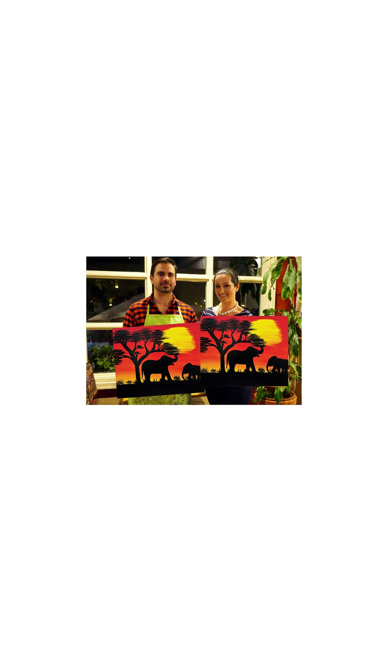 African Sunset 1-Glow in the dark on canvas for couples - paint with Marian