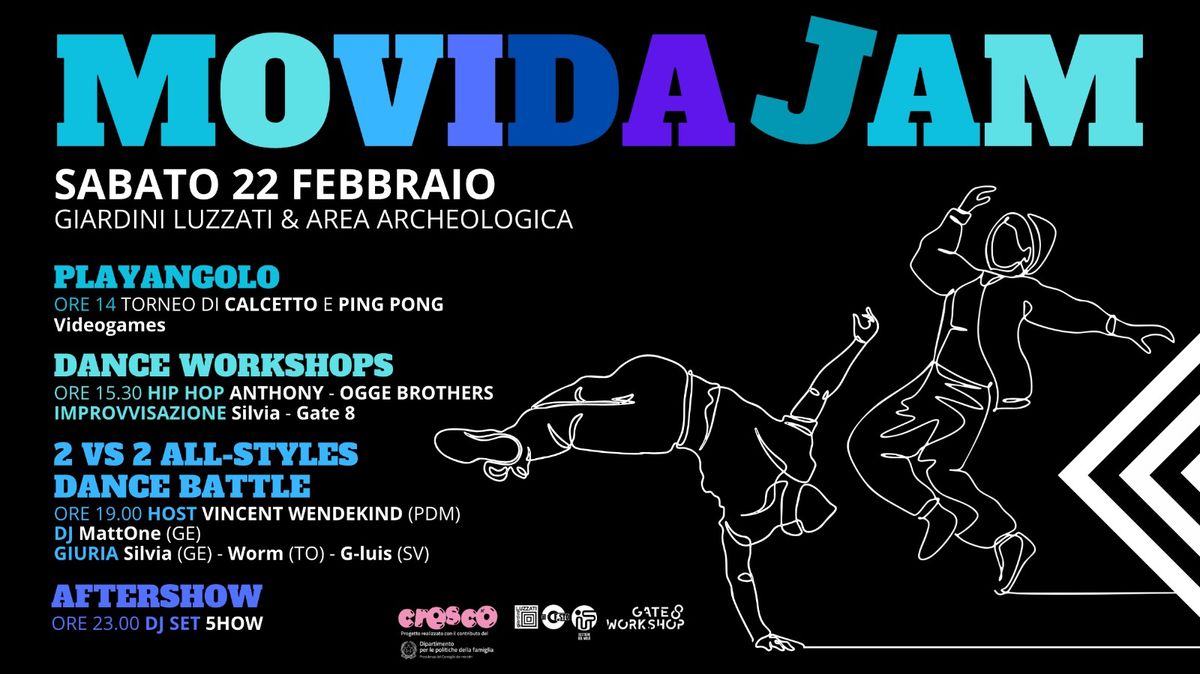 MOVIDA JAM \/ DANCE BATTLE + DANCE WORSHOPS + PLAYANGOLO + AFTERSHOW DJ @GiardiniLuzzati