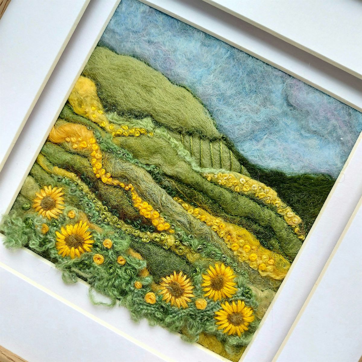 Felted & Embroidered Sunflower Landscapes Picture