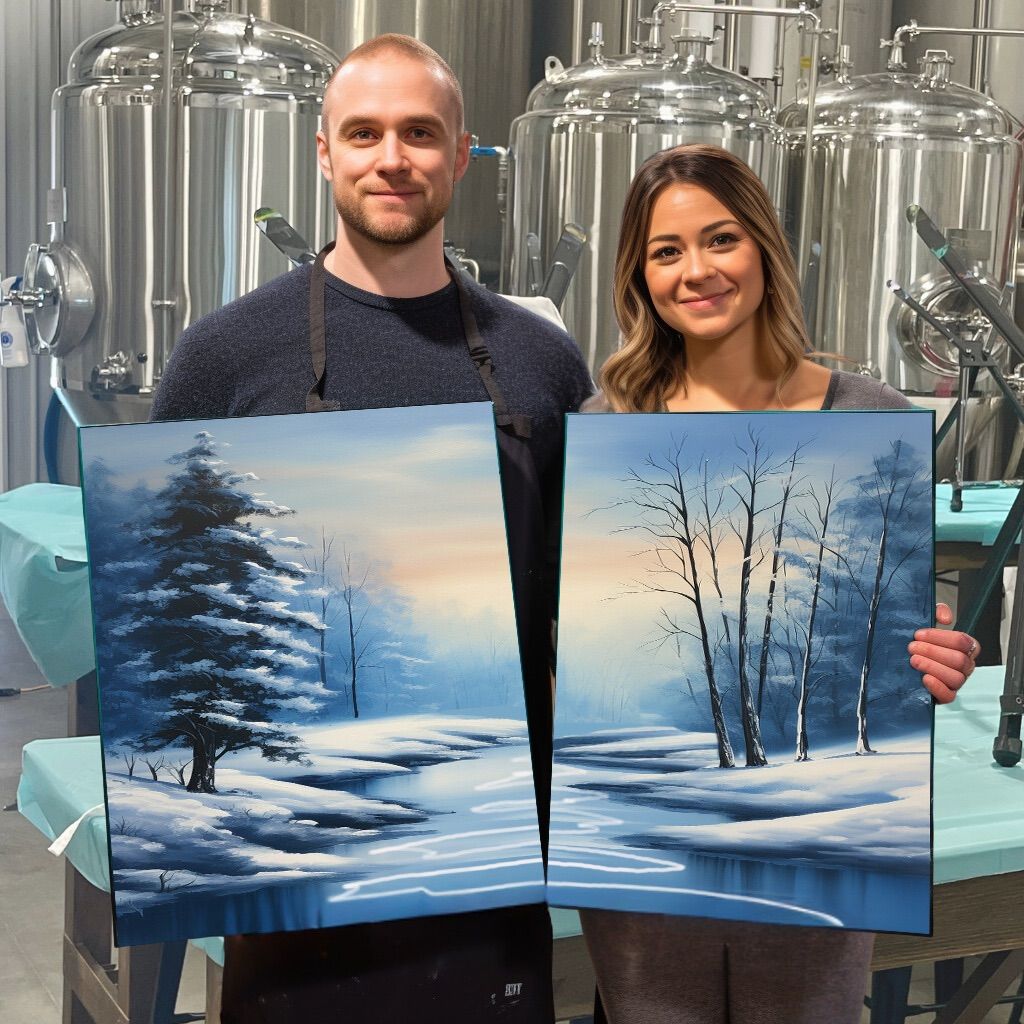 Couples Side-by-Side Paint! Frosty Forest!