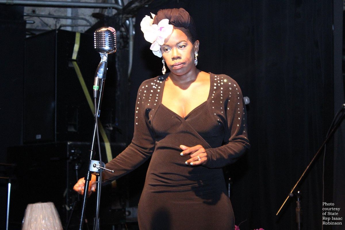 Sky Covington sings Billie Holiday  in the stage prod. The Satin Doll Revue