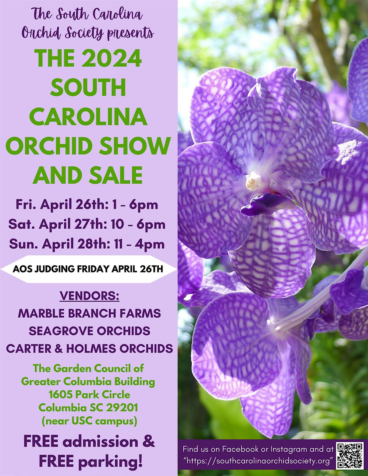 2024 South Carolina Orchid Show and Sale