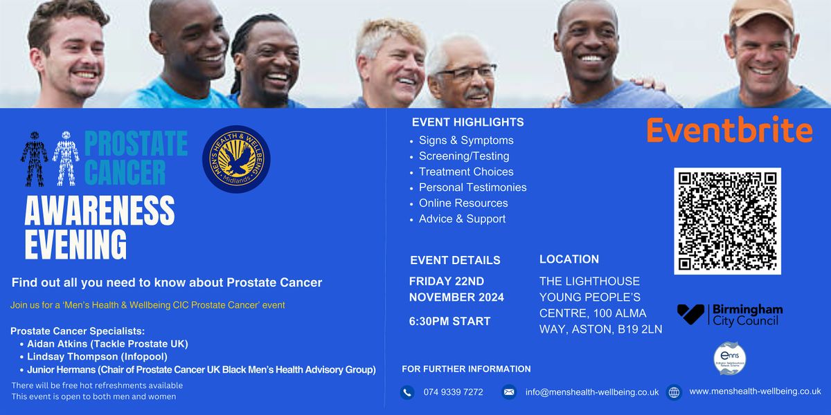 Prostate Cancer Awareness Evening with Men\u2019s Health & Wellbeing CIC