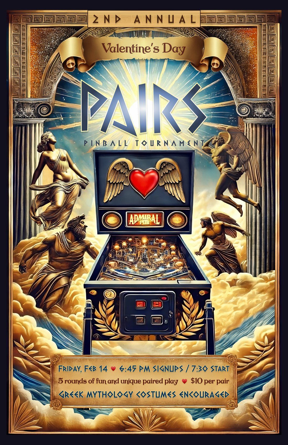 Valentines Greek Mythos PAIRS Pinball Tournament 