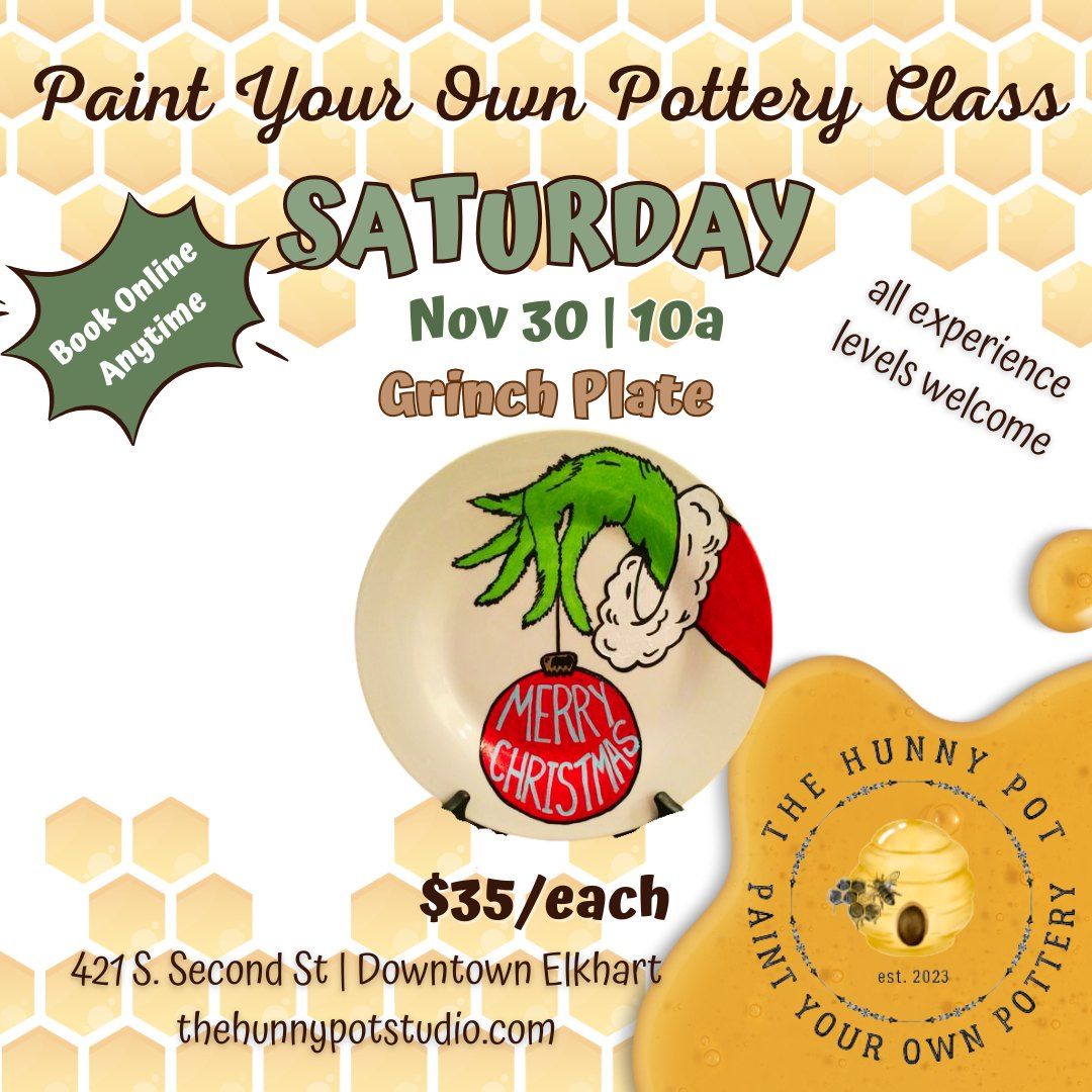 CLASS | Grinch Plate | Paint Your Own Pottery