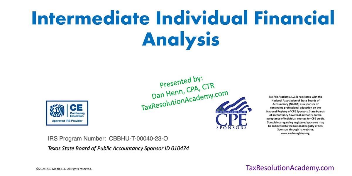 Intermediate Individual Financial Analysis