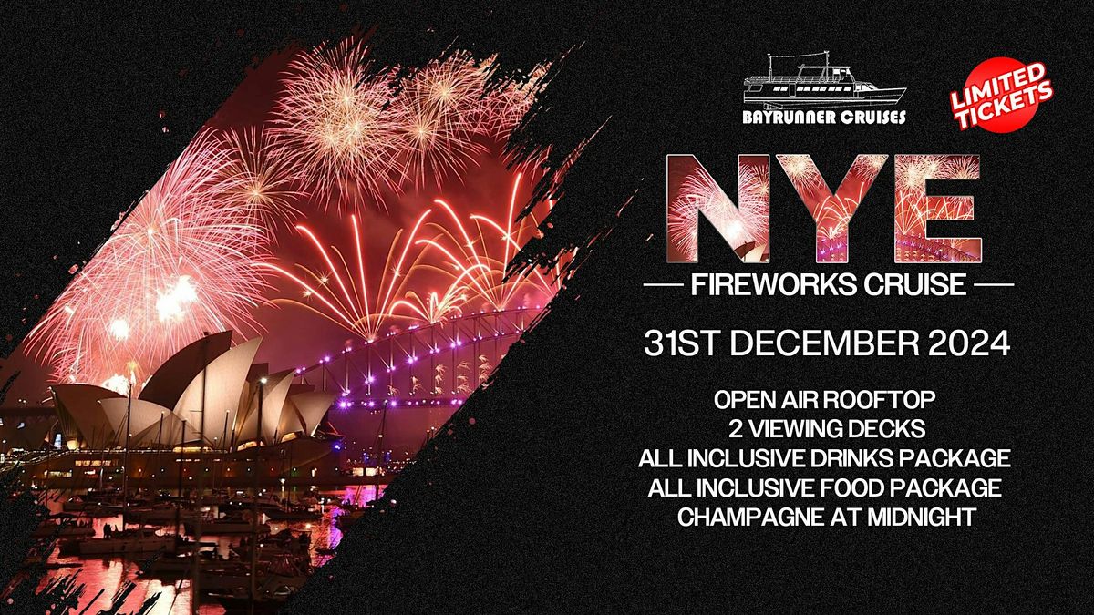 Bay Runner Cruises - NYE Fireworks | All Inclusive | Open Air Rooftop