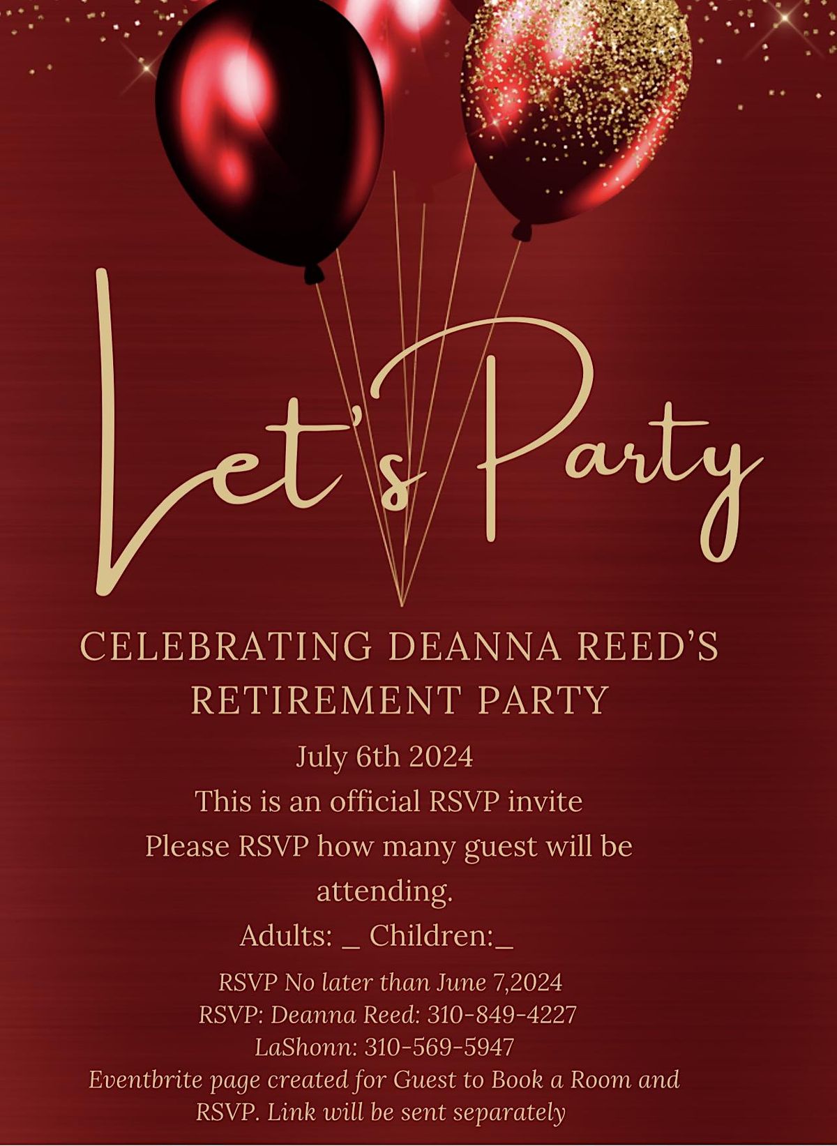 Deanna Reed\u2019s Retirement Party RSVP