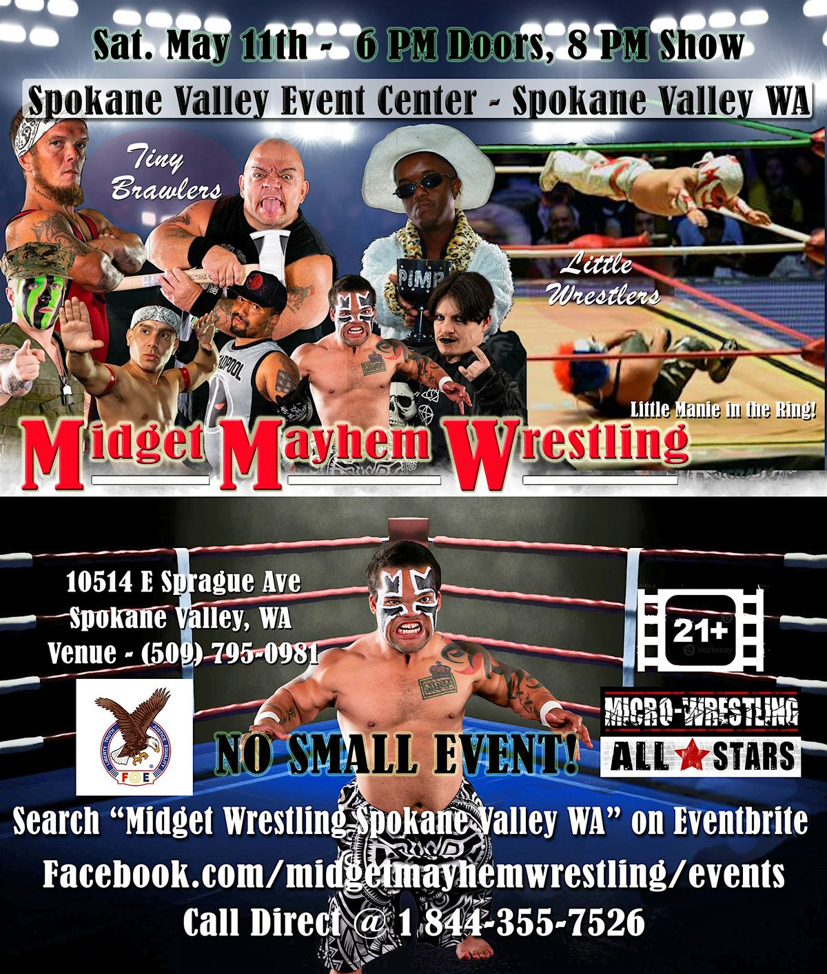 Midget Mayhem Wrestling Goes Wild!  Spokane Valley WA 21+