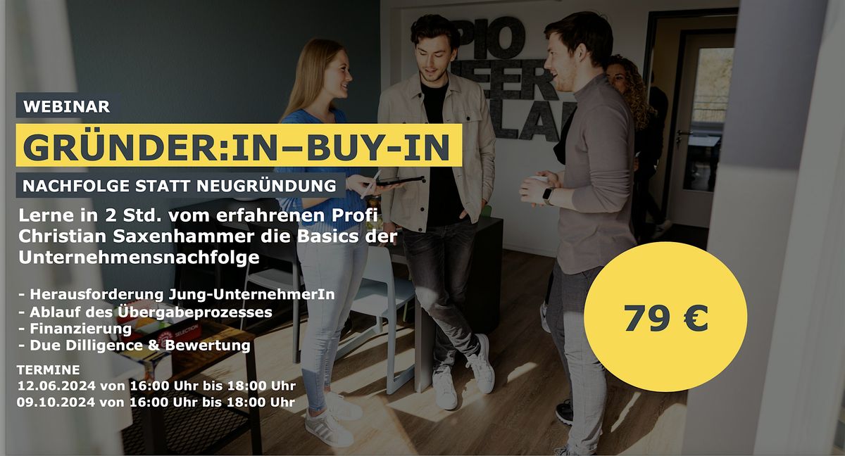 Gr\u00fcnder:in Buy-In: Nachfolge statt Neugr\u00fcndung