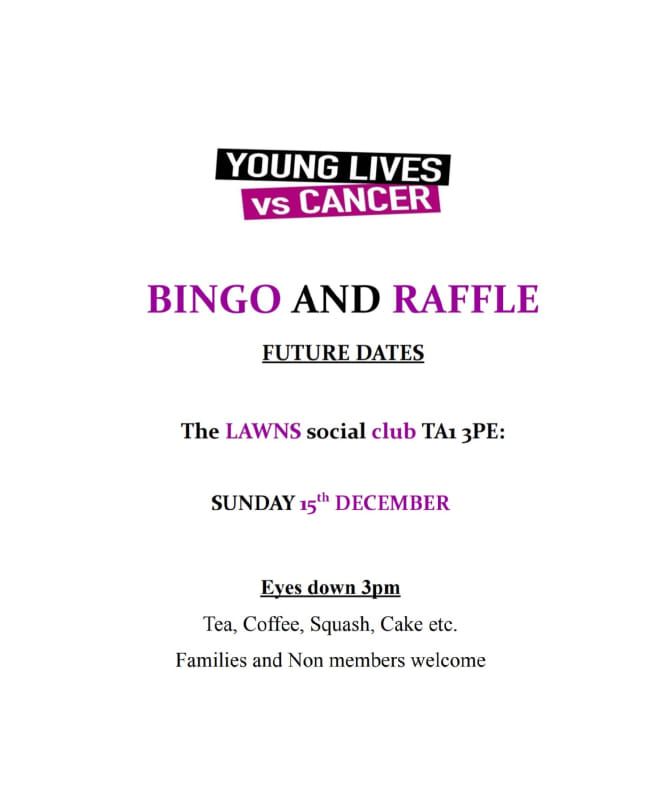 Bingo in aid of Young Lives vs Cancer 