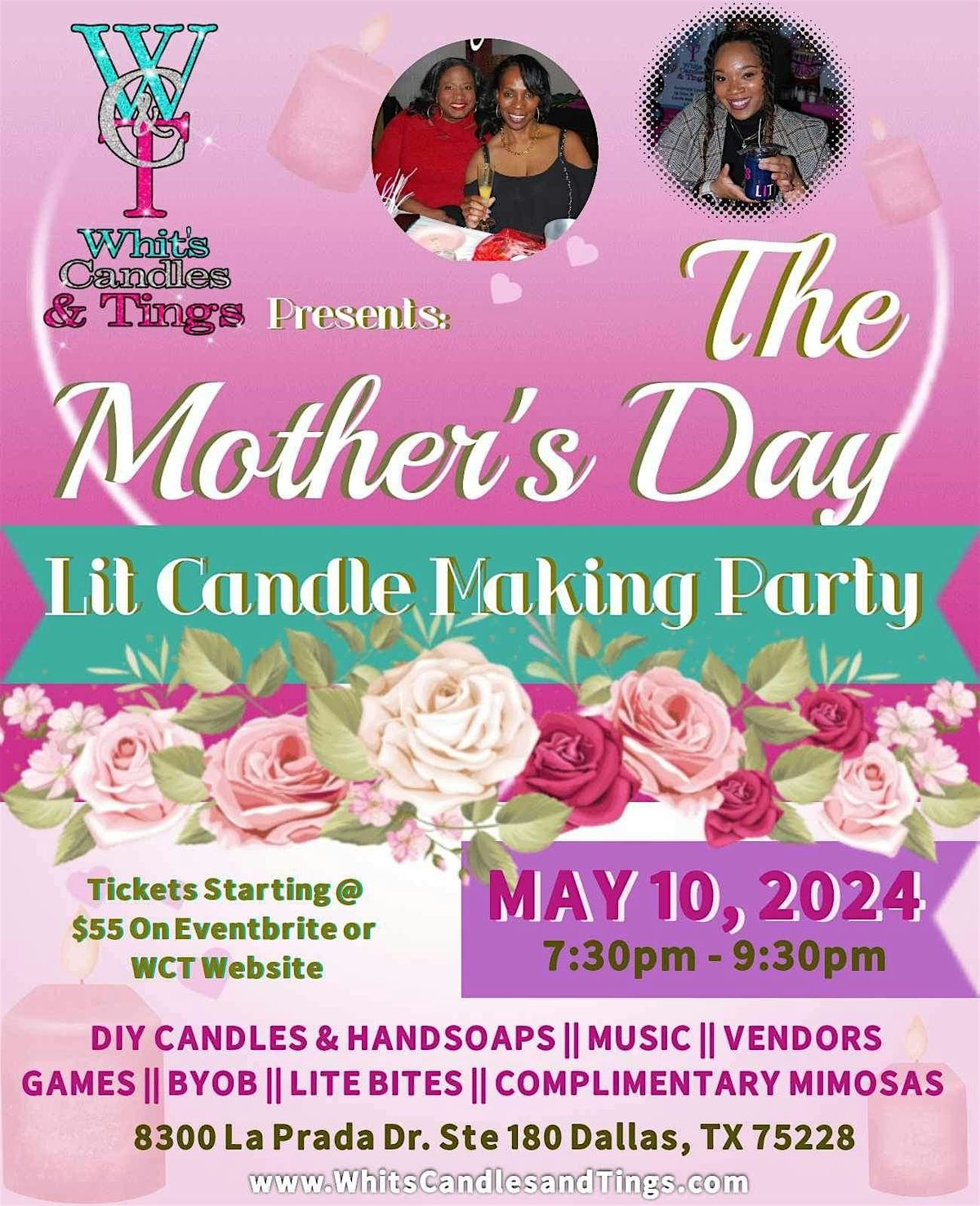 Lit Candle Making Party Mother\u2019s Day Edition