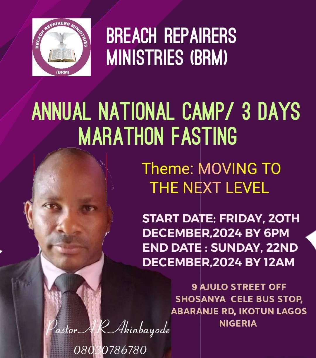 3 Days camp \/ Marathon fasting and prayer 