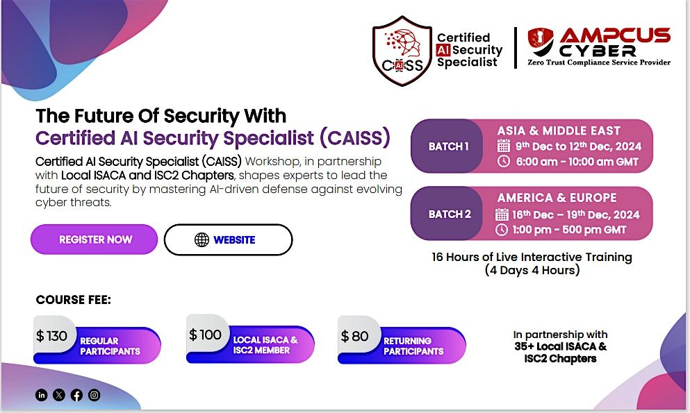 Certified AI Security Specialist CAISS Workshop_Americas and Europe