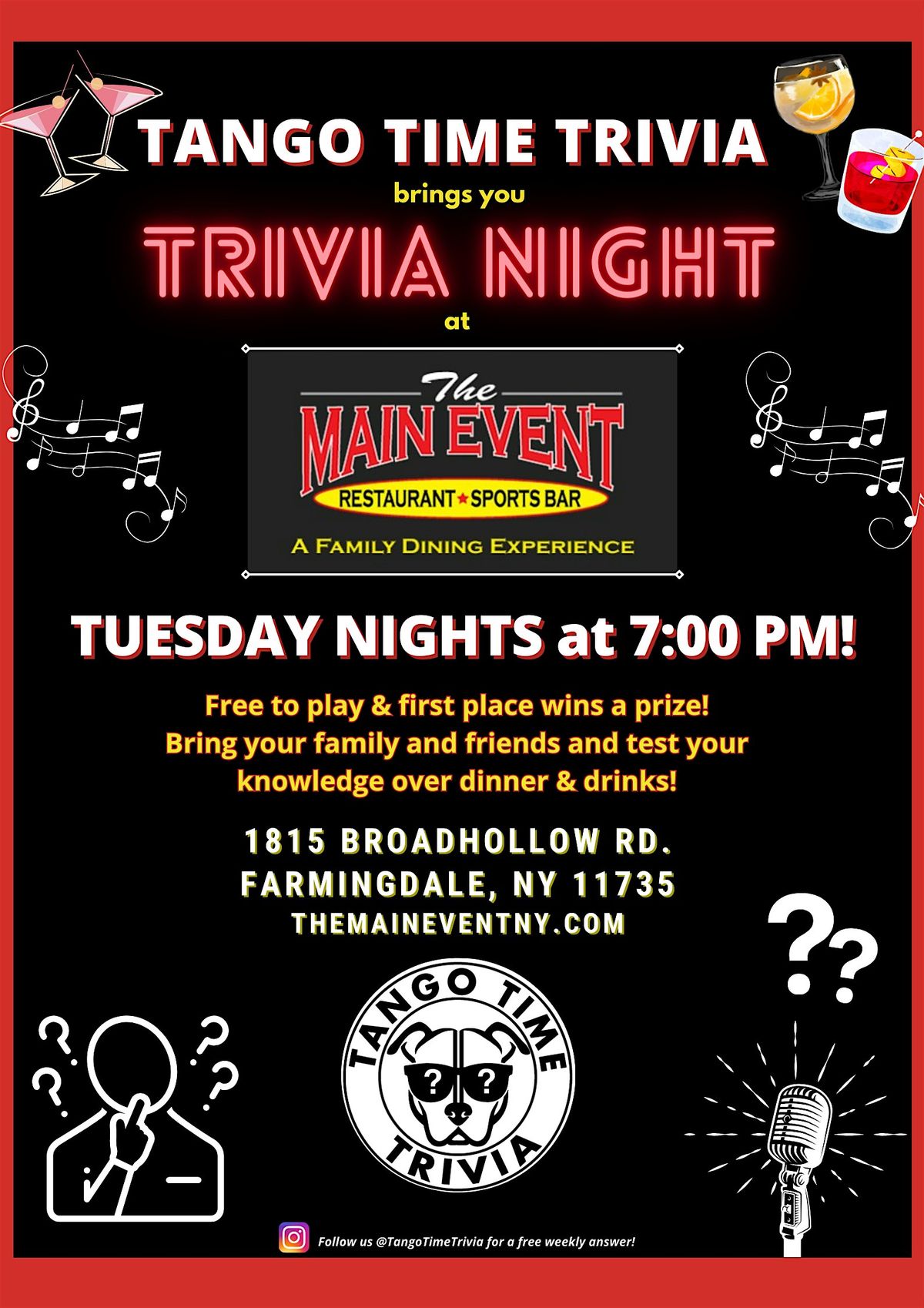 FREE Tuesday Trivia Show! The Main Event in Farmingdale