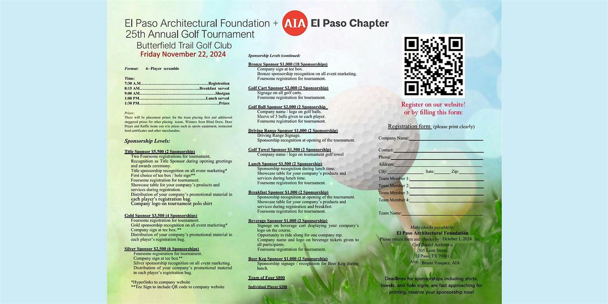 El Paso Architectural Foundation + AIA El Paso 25th Annual Golf Tournament