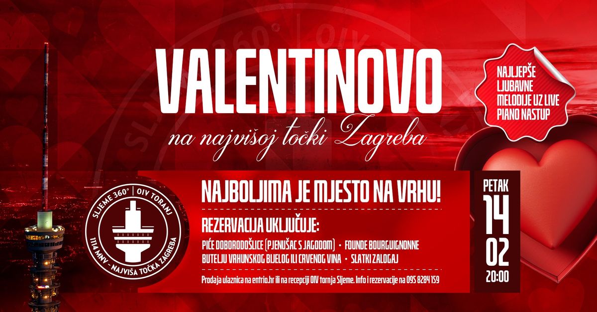 Valentinovo na najvi\u0161oj to\u010dki Zagreba - OIV toranj Sljeme