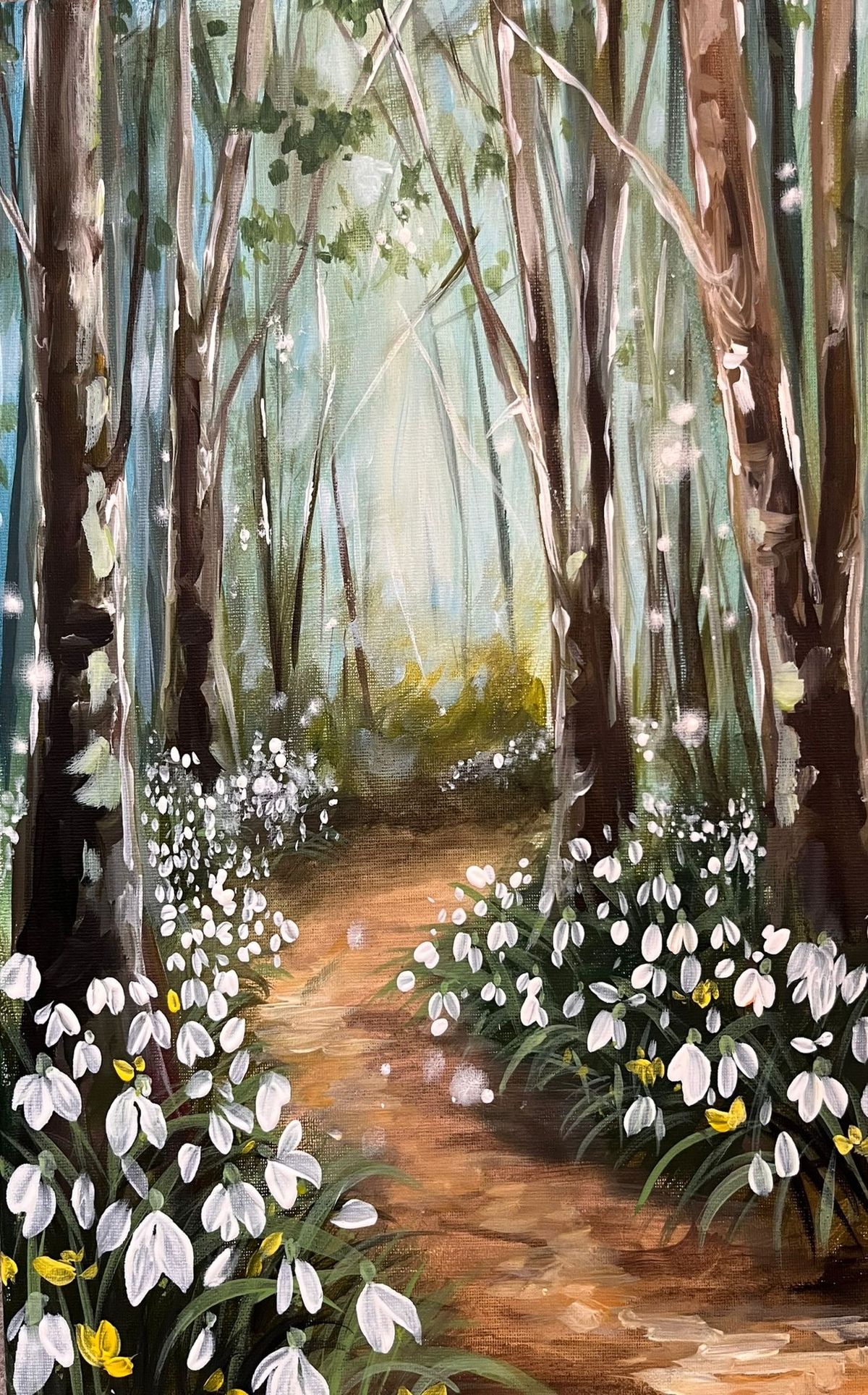 Join Brush Party with Kharmen to Paint 'Snowdrop Spring' in Winchfield