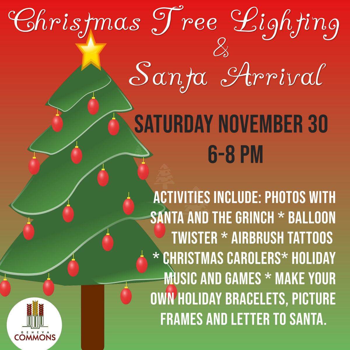 Christmas Tree Lighting and Photos with Santa