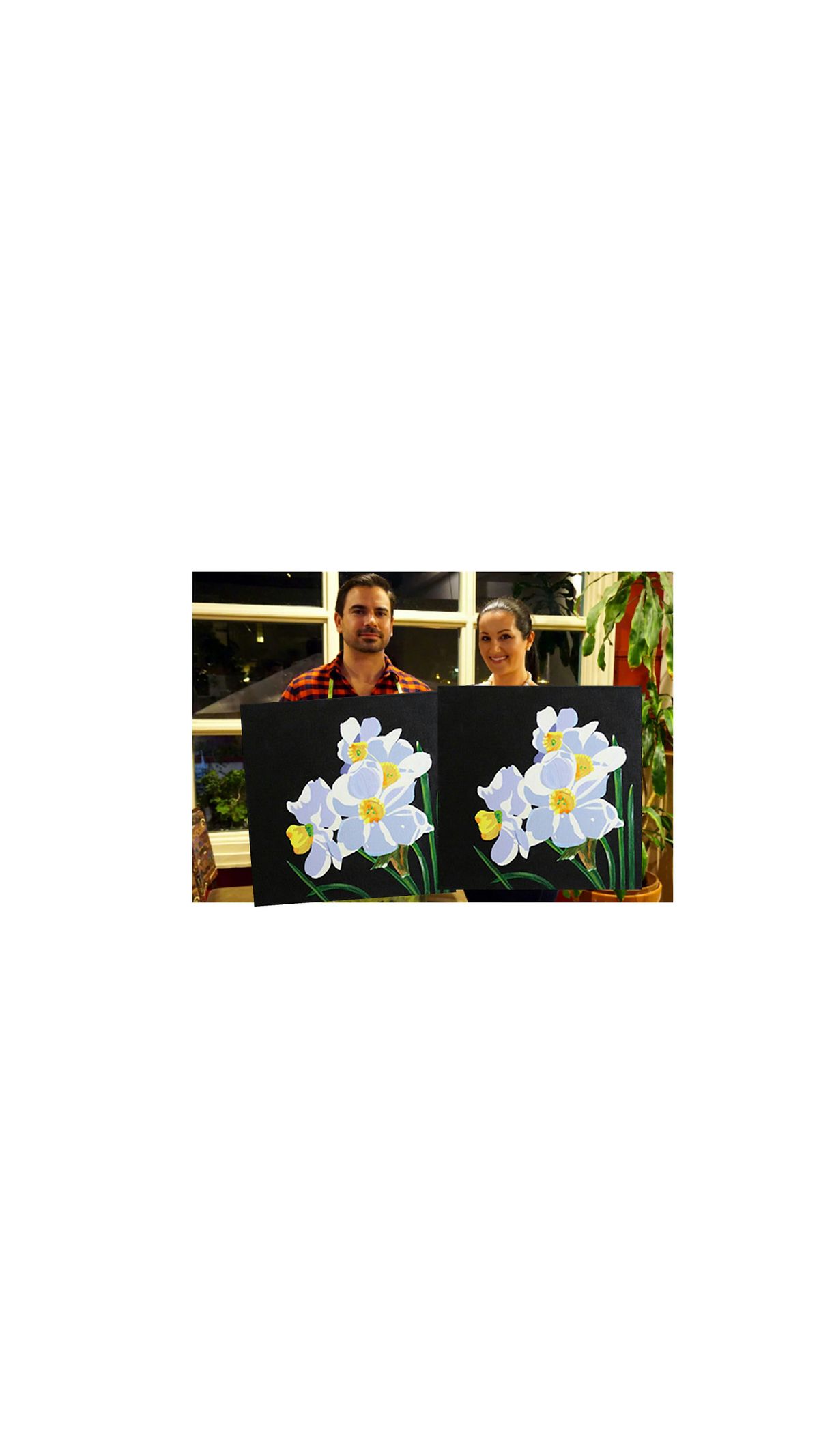 White Daffodils-Glow in the dark on canvas in Bronte, Oakville,ON