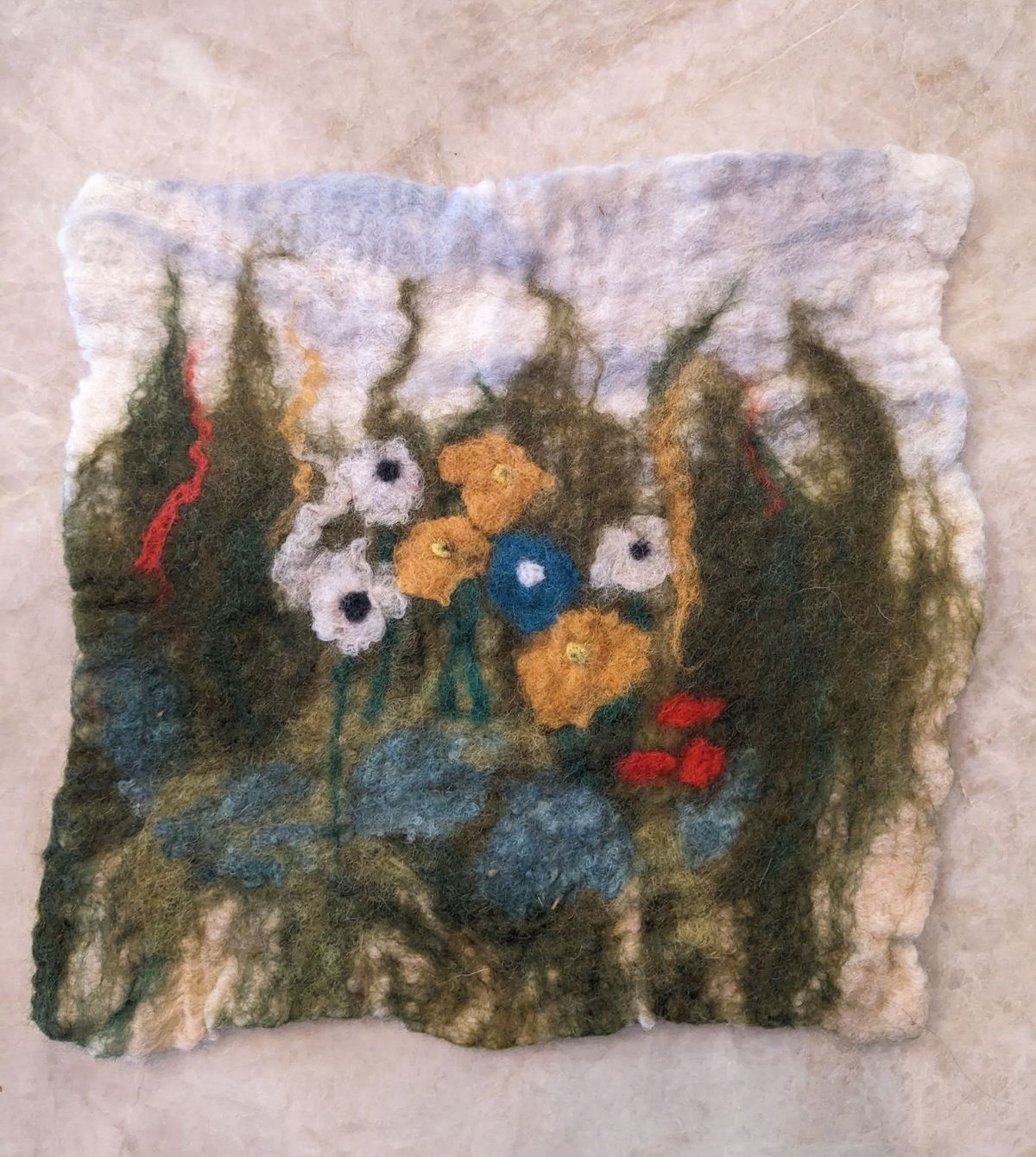 Sold Out - Wet Felting Floral landscape Workshop with Red Fox Felting