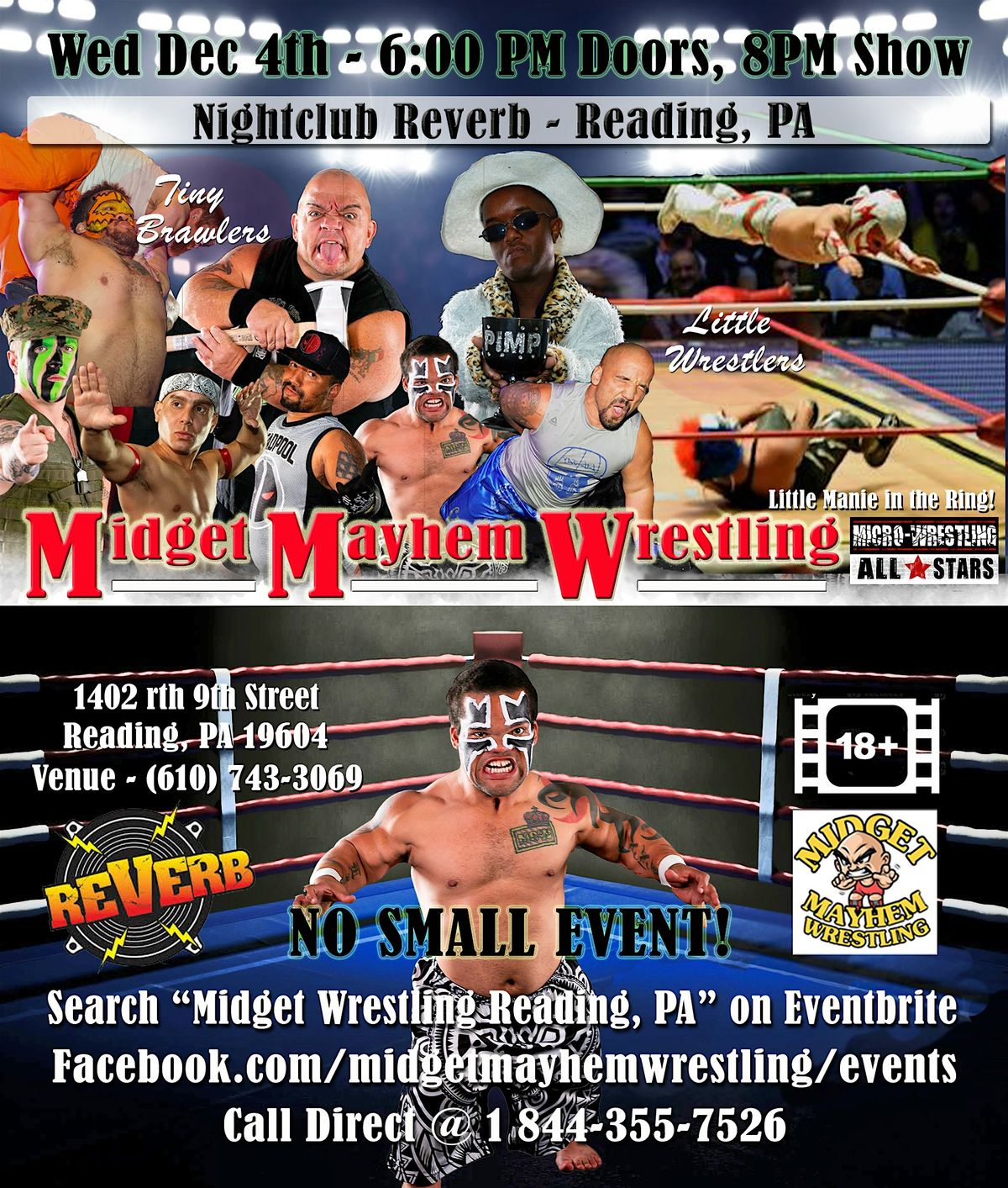 Midget Mayhem Wrestling Rips Through the Ring! Reading PA 18+