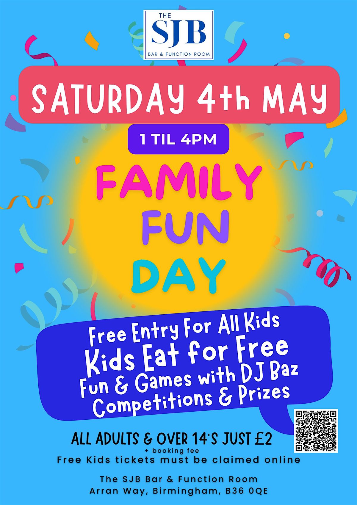 The SJB\u2019s Family Fun Day & Kids Eat For FREE, Saturday  4th May