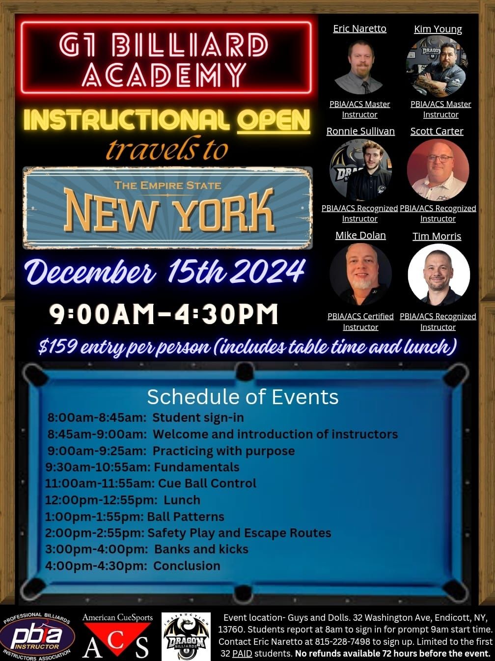 G1 Billiard Academy Instructional Open