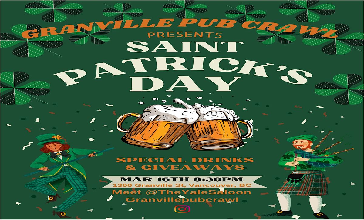 St Patrick's Day Pub Crawl - Vancouver 2024
