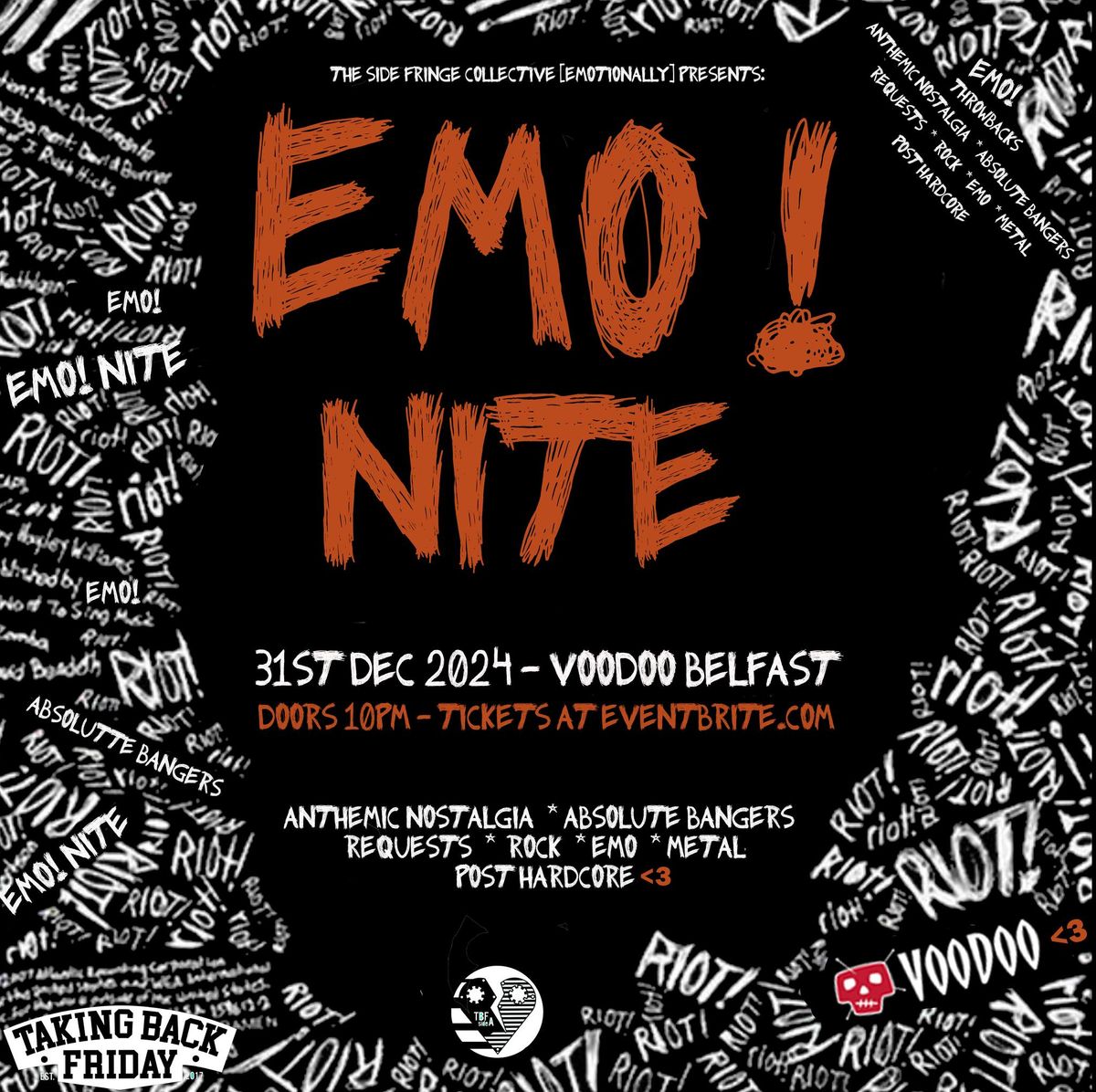 NYE - Emo Nite! at Voodoo Belfast -  31\/12\/24 - Tickets on sale now*