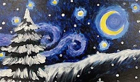 Stress Relief Finger Painting: Winter Starry Night