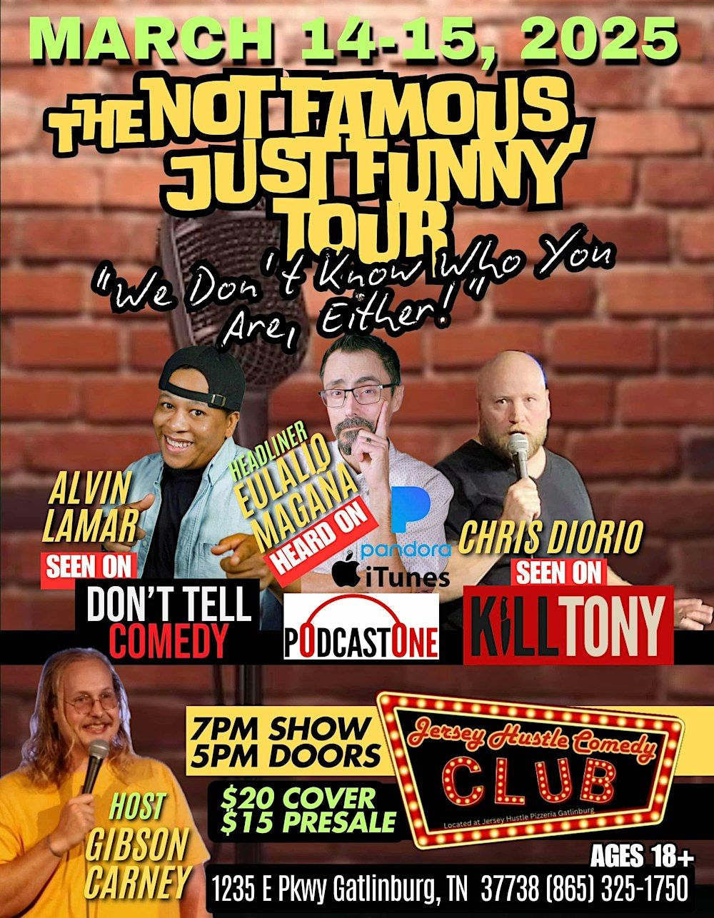 The Not Famous, Just Funny Tour @ Jersey Hustle Comedy Club