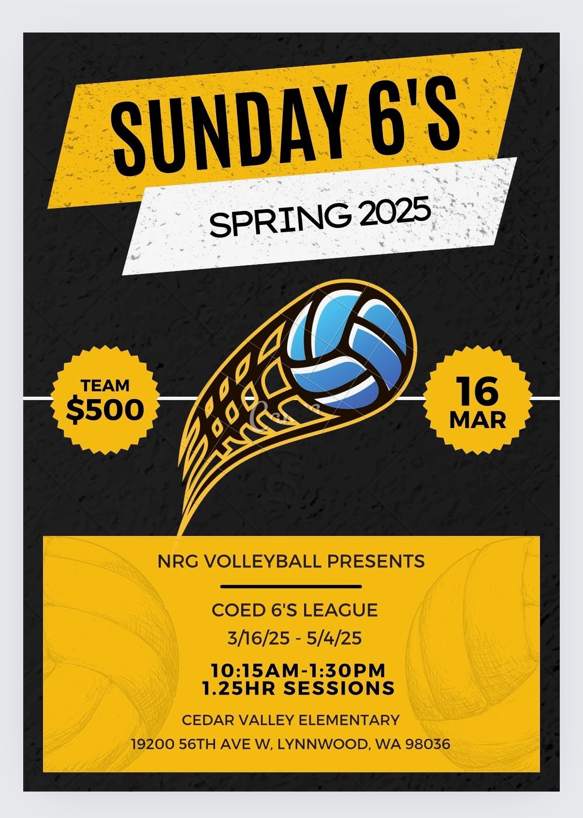 "Sunday Sixes" COED 6's League @ Lynnwood (Spring 2025)