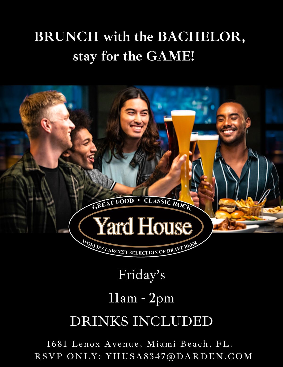 Brunch with the Bachelor, stay for the Game at Yard House Miami Beach!