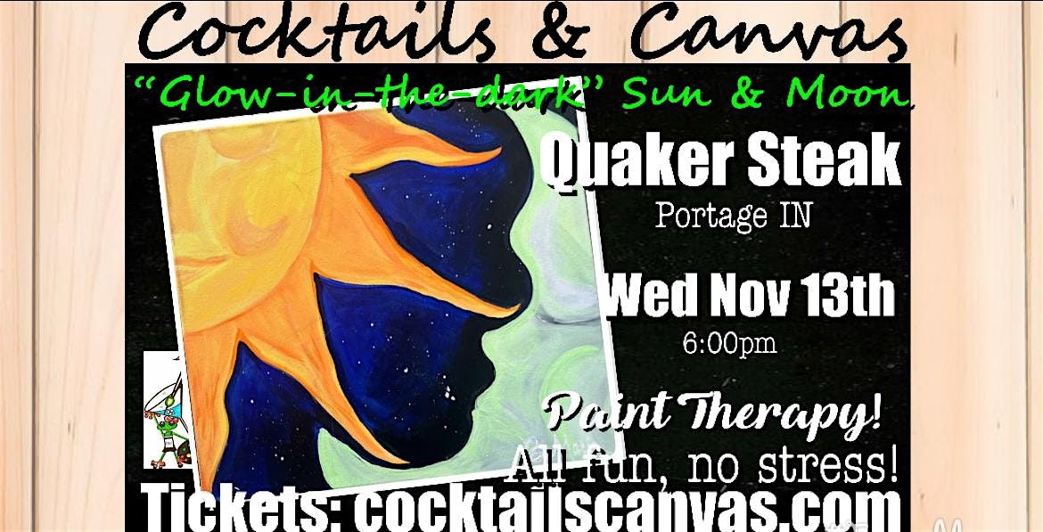 GLOW-IN-THE-DARK "Celestial Sun & Moon" Cocktails and Canvas Painting Art Event