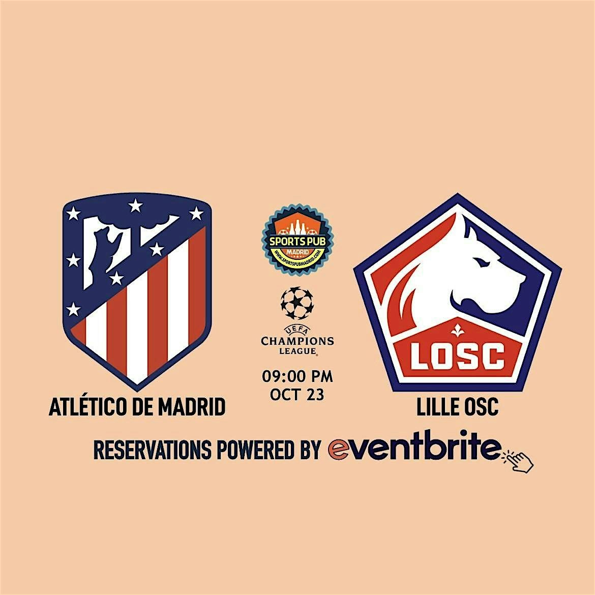 Atletico Madrid v Lille [Champions League] - La Latina | Sports Pub Madrid