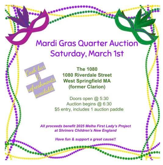 Mardi Gras Themed Quarter Auction to benefit Shriners Children's New England