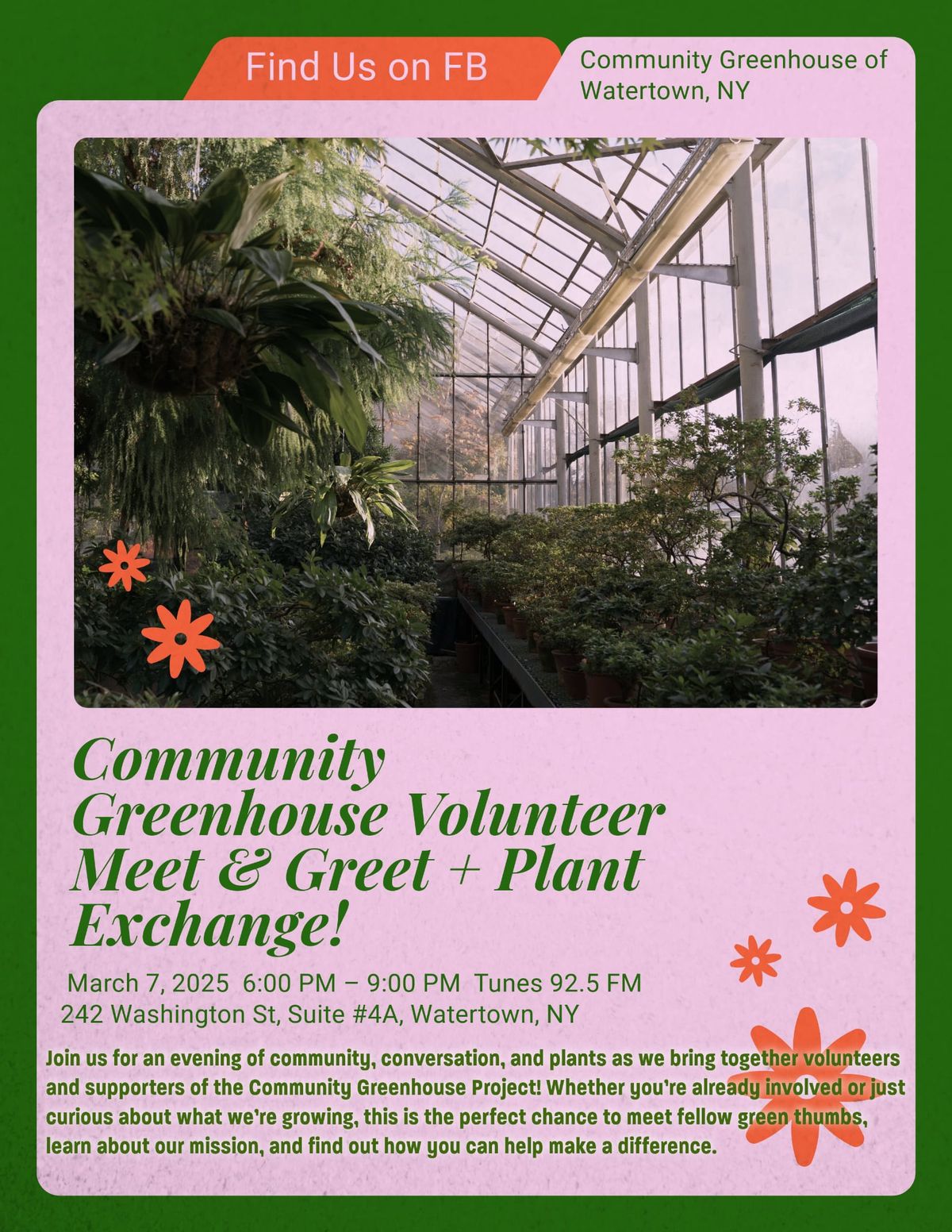 Community Greenhouse Volunteer Meet and Greet