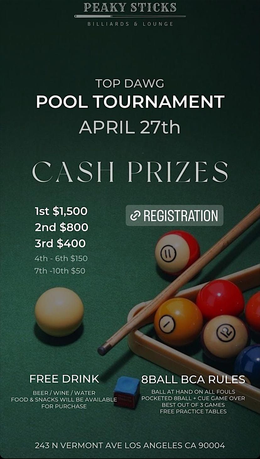 TOP DAWG POOL TOURNAMENT PRESENTED BY PEAKY STICKS BILLIARDS AND LOUNGE